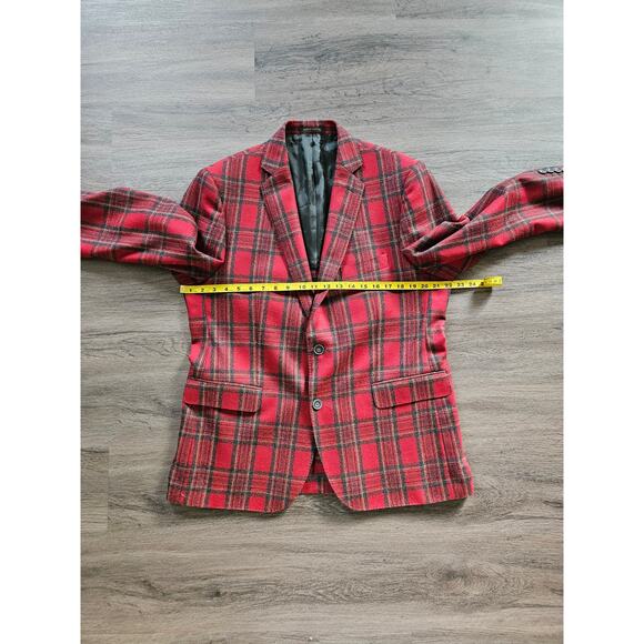 Vitale Barberis Canonico Men's Red Plaid Blazer Sports Coat Custom Size 43 - Picture 10 of 11